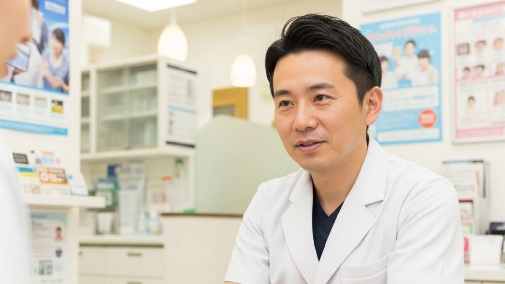 話を聞いている院長